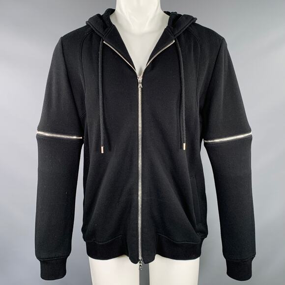 MIGUEL ANTOINNE Size M Black Cotton Hooded Sweatshirt